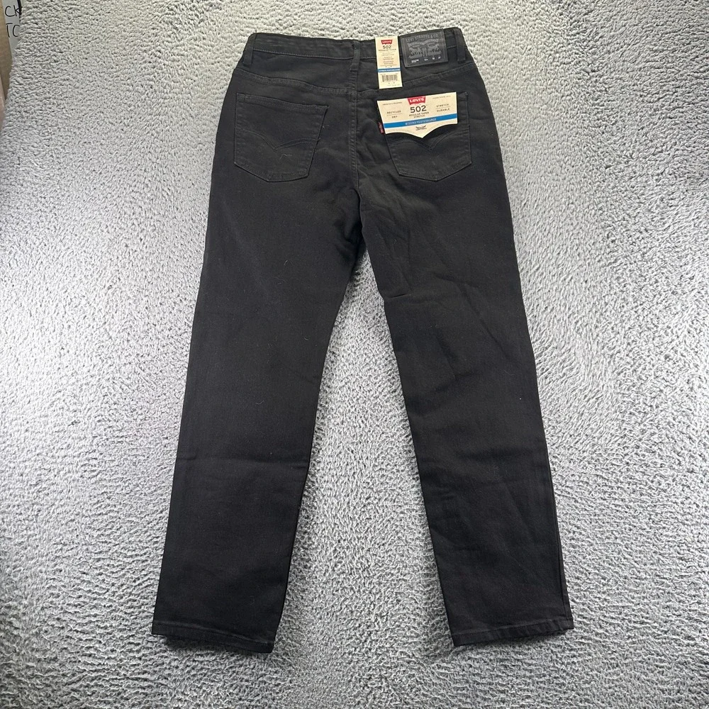 Levi's 502 Jeans Boys 12 Husky Black Cotton Denim Tapered Leg Stretch
